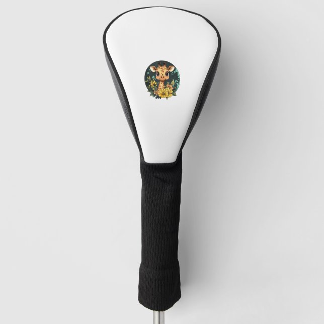 Adorable Giraffe Surrounded By Flowers _4 Golf Head Cover (Front)