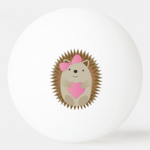 Adorable Girl Cartoon Hedgehog hugging a Heart Ping Pong Ball