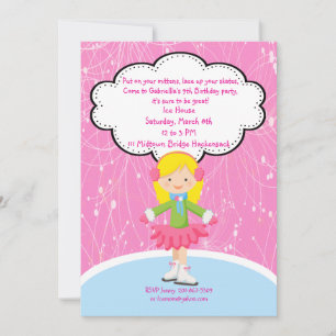 Adorable Girl Ice Skating Invitation d'anniversair