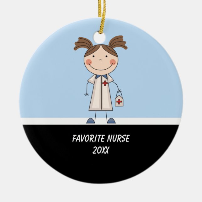 Adorable Girl Nurse Ornament (Front)