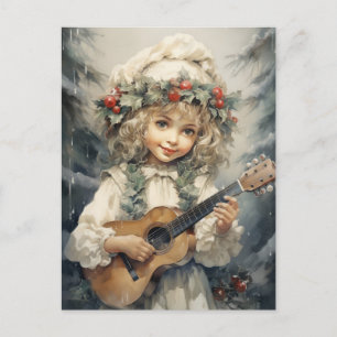 Adorable Girl with a Guitar Holiday Postcard