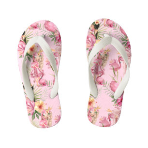 Adorable Girls And Flamingos  Kid's Flip Flops