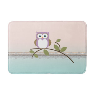 Adorable Girly Cute Owl Bath Mat