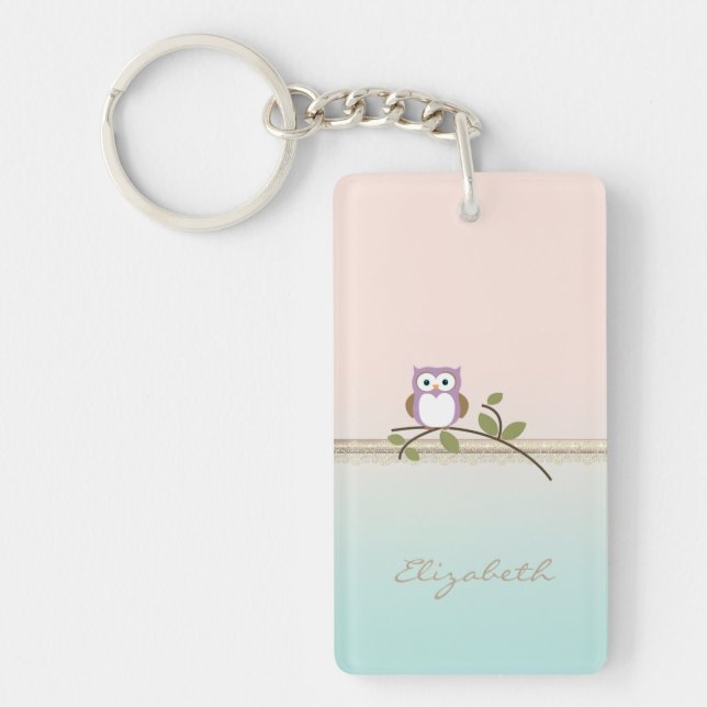 Adorable Girly Cute Owl Keychain (Front)