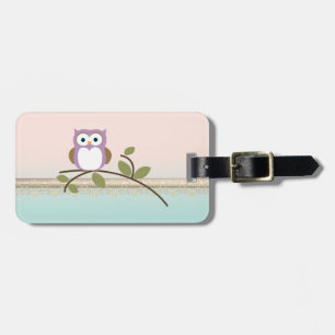 Adorable Girly Cute Owl,Personalized Luggage Tag