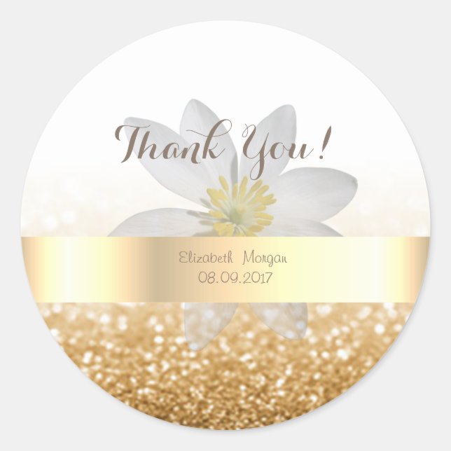 Adorable Girly,Daisy ,Glittery,Bokeh ,Personalized Classic Round Sticker (Front)