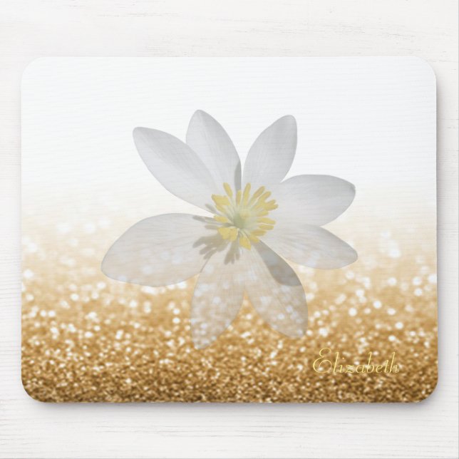 Adorable Girly,Daisy ,Glittery,Bokeh ,Personalized Mouse Pad (Front)