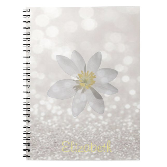 Adorable Girly,Daisy ,Glittery,Bokeh ,Personalized Notebook (Front)