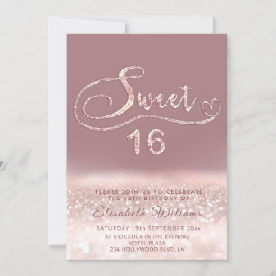 Adorable Glam rose gold glitter script ombre  Invi Invitation