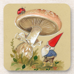 Adorable Gnome and ladybug Mushroom Coasters