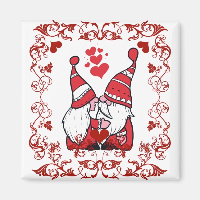 Adorable Gnome Kisses  Magnet (Front)