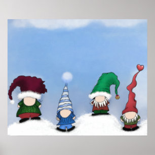 Adorable Gnome Posse Painting Poster