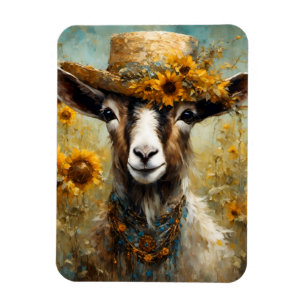 Adorable Goat in a Sunflower Field Magnet