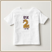 Adorable Gold & Dark Purple I AM TWO Toddler T-shi