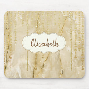 Adorable Gold Diamonds, Marble -Personalized Mouse Pad