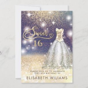 Adorable gold dress charming glittery ombre invit invitation