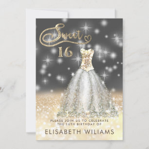 Adorable gold dress charming glittery ombre invit invitation
