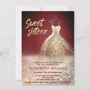 Adorable gold dress charming  glittery ombre  invitation