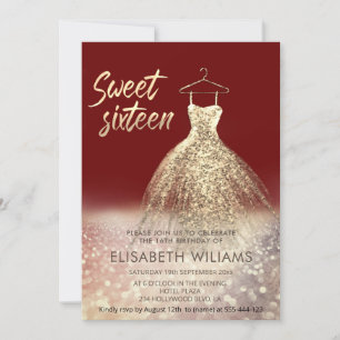 Adorable gold dress charming  glittery ombre red i invitation