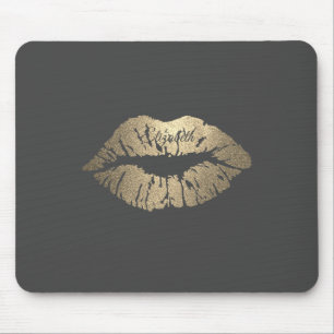 Adorable Gold Glitter Lips-Personalized Mouse Pad