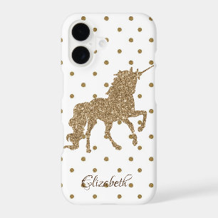 Adorable Gold Glitter Unicorn, Polka Dots