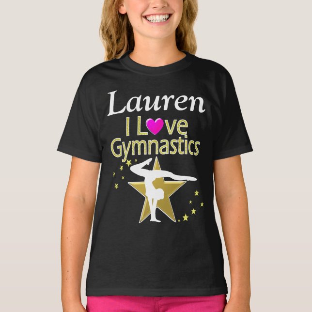ADORABLE GOLD I LOVE GYMNASTICS PERSONALIZED TEE (Front)