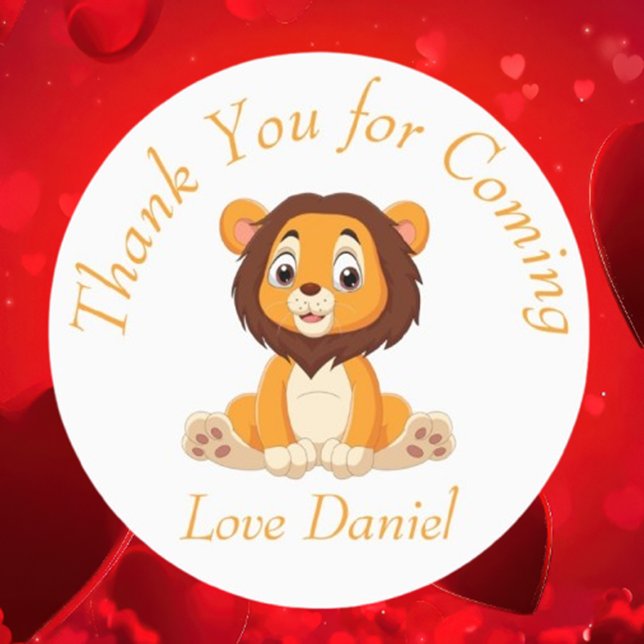  adorable golden lion birthday thank you sticker (adorable golden lion birthday thank you sticker)