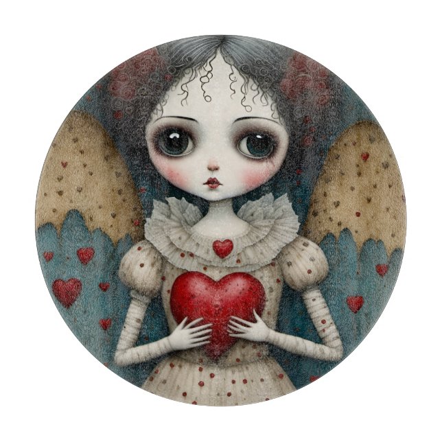 Adorable Gothic Valentine Doll Cutting Board (Front)