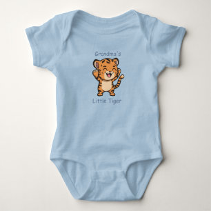 Adorable Grandma's Little Tiger Custom Blue Baby Bodysuit