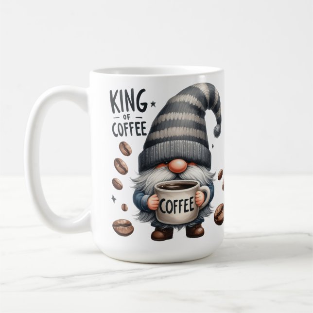 ADORABLE GRAY GNOME CUTE COFFEE SAYING MUG (Left)