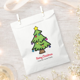 Adorable Green Christmas Tree Ornament Illstration Favour Bag