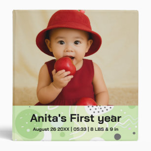 Adorable Green customized baby album Binder