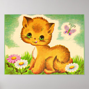 adorable green-eyed kitten poster