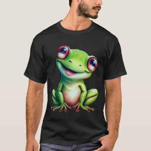 Adorable Green Frog with Wide Eyes and a Smile T-Shirt