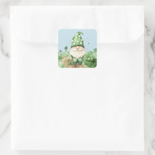Adorable Green St. Patrick's Day Gnomes Square Sticker