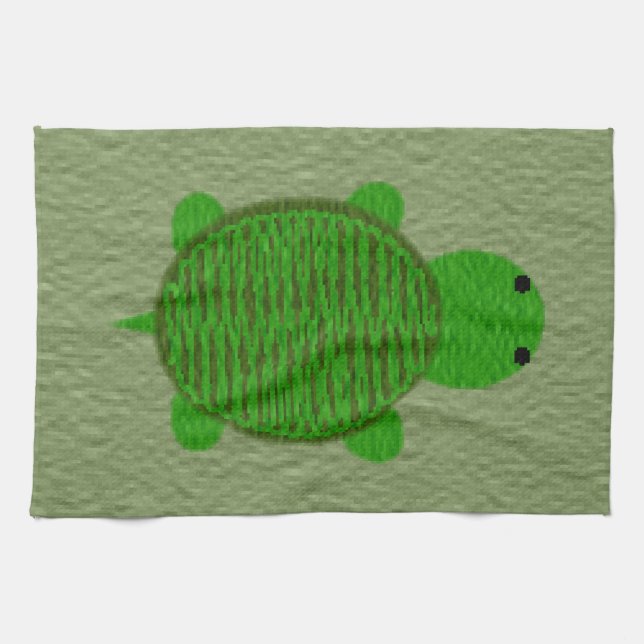 Adorable Green Turtle Kitchen Towel (Horizontal)