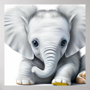 Adorable Grey Baby Elephant  Poster