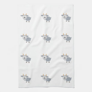 Adorable grey goat kitchen towel