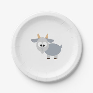 Adorable grey goat paper plate