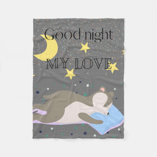 Adorable grey pattern kids fleece blanket (Front)