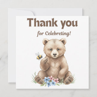 Adorable, grizzly bear cub Baby Shower Thank You Card