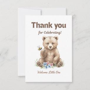 Adorable, grizzly bear cub Baby Shower Thank You Card
