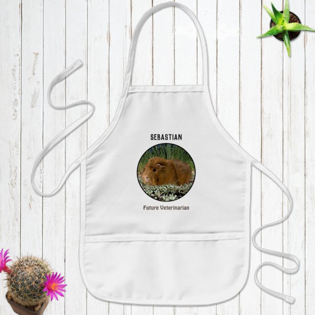 Adorable Guinea Pig Custom Photo Template Kids Apron (Cute personalized kids apron for crafting, gardening, cooking or baking. )