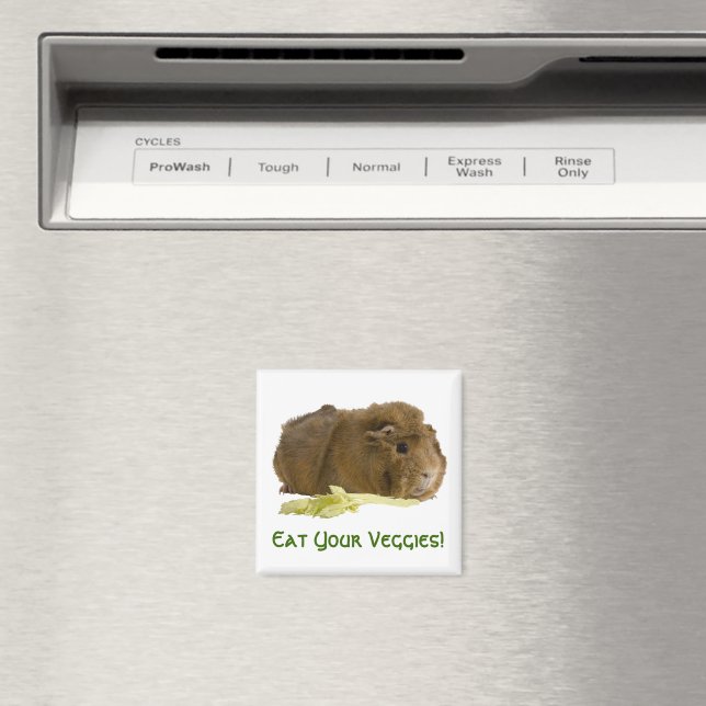 Adorable Guinea Pig Eating Celery Photography Magnet (In Situ (Dishwasher))