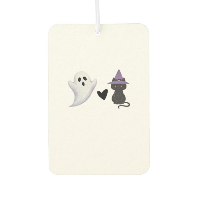 Adorable Halloween Duo Friendly Ghost and Black Ca Air Freshener (Front)