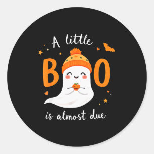Adorable Halloween Ghost A Little Boo Is Almost Du Classic Round Sticker