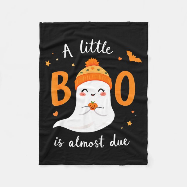 Adorable Halloween Ghost A Little Boo Is Almost Du Fleece Blanket (Front)