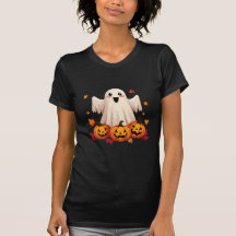 Adorable Halloween Ghost with Pumpkins