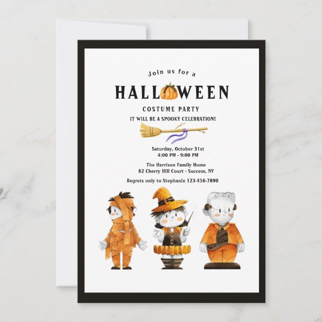 Adorable Halloween Kids Costume Party Invitation (Front)