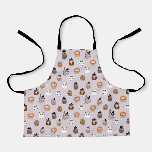 Adorable Halloween Owls Pattern Apron (Front)